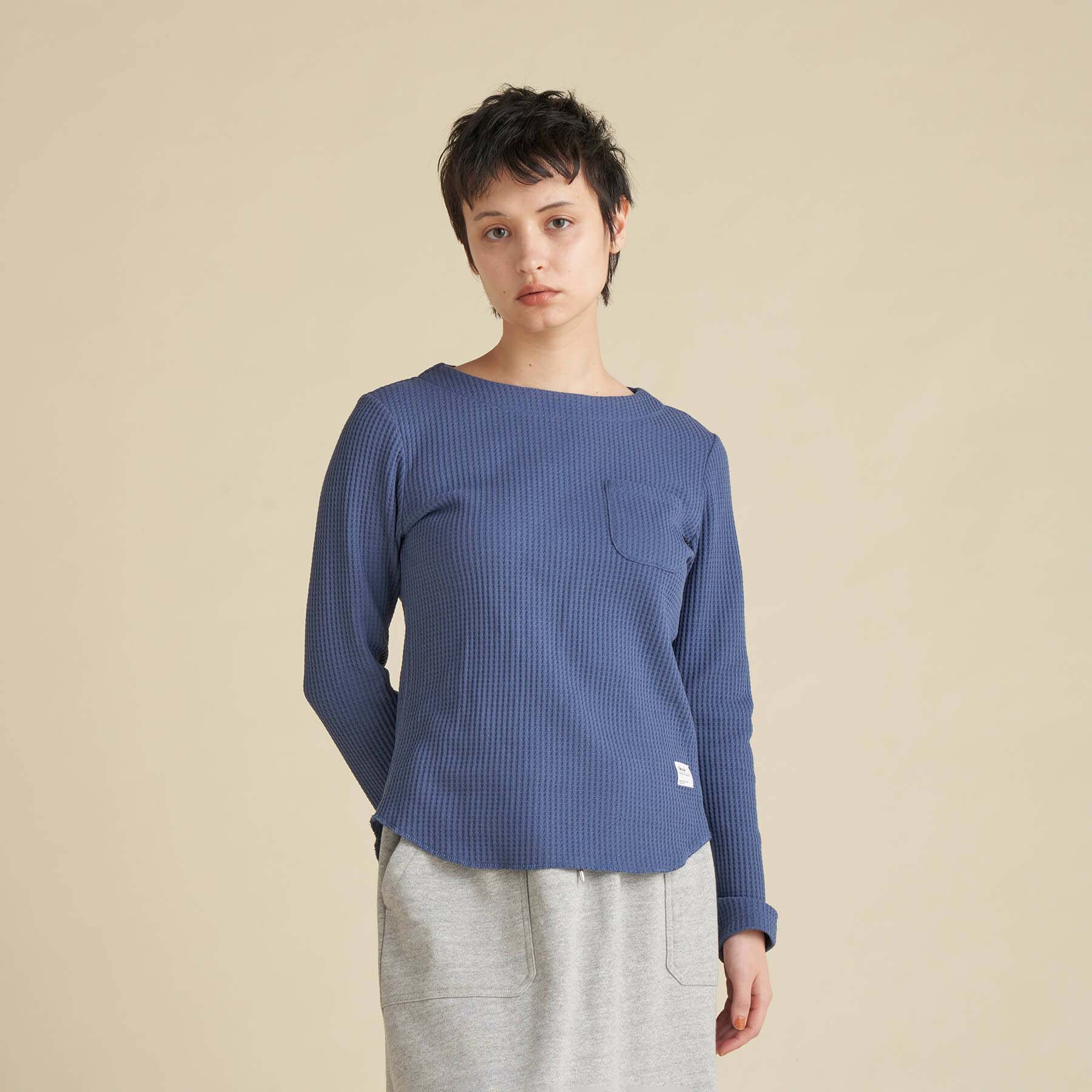 ECO HYBRID WAFFLE B.NECK L/S TEE W